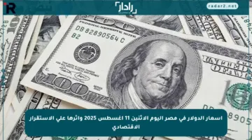 أسعار الدولار في مصر اليوم الإثنين 11 أغسطس 2025 وأثرها على الاستقرار الاقتصادي